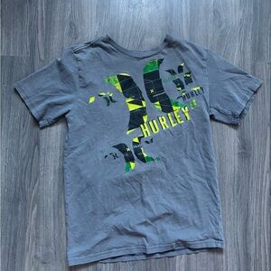 Hurley Kids T-Shirt in Gray with Green Accents